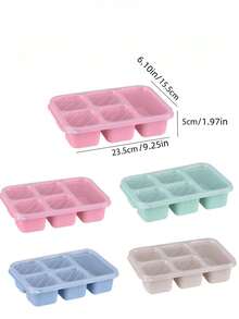 1 pieza Caja bento de 4 compartimentos estilo nórdico, recipiente de almacenamiento de alimentos para refrigerador, caja de almuerzo de 4 rejillas, caja de aperitivos, caja de frutas, caja de comida reutilizable para adultos - Multicolor - Ver 6