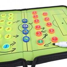 1pc Foldable Zipper Football Tactics Board,  Training Demonstration Folder Tactics Plate