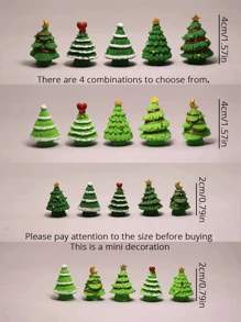 5pcs Christmas Tree Mini Landscape Decoration, Cute Resin Crafts For Home Decoration Best Gifts Birthday Christmas Decorations Room Decor Winter Christmas Decorations Home Christmas Gifts Christmas Decor - Green - View 5