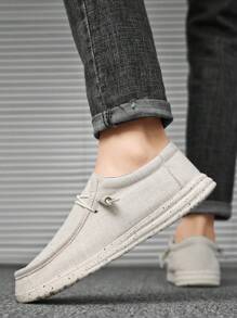 WASIROYI Men's Casual Slip-On Canvas Shoes With MD Outsole, Lightweight, Anti-Slip, Versatile, Suitable For Outdoor, Halloween, Independence Day, School, - Beige - View 9