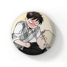 58mm 热门韩国 BL 动漫玫瑰和香槟漫画纽扣别针男孩爱漫画凯撒温胸针徽章包装饰粉丝收藏最佳礼物