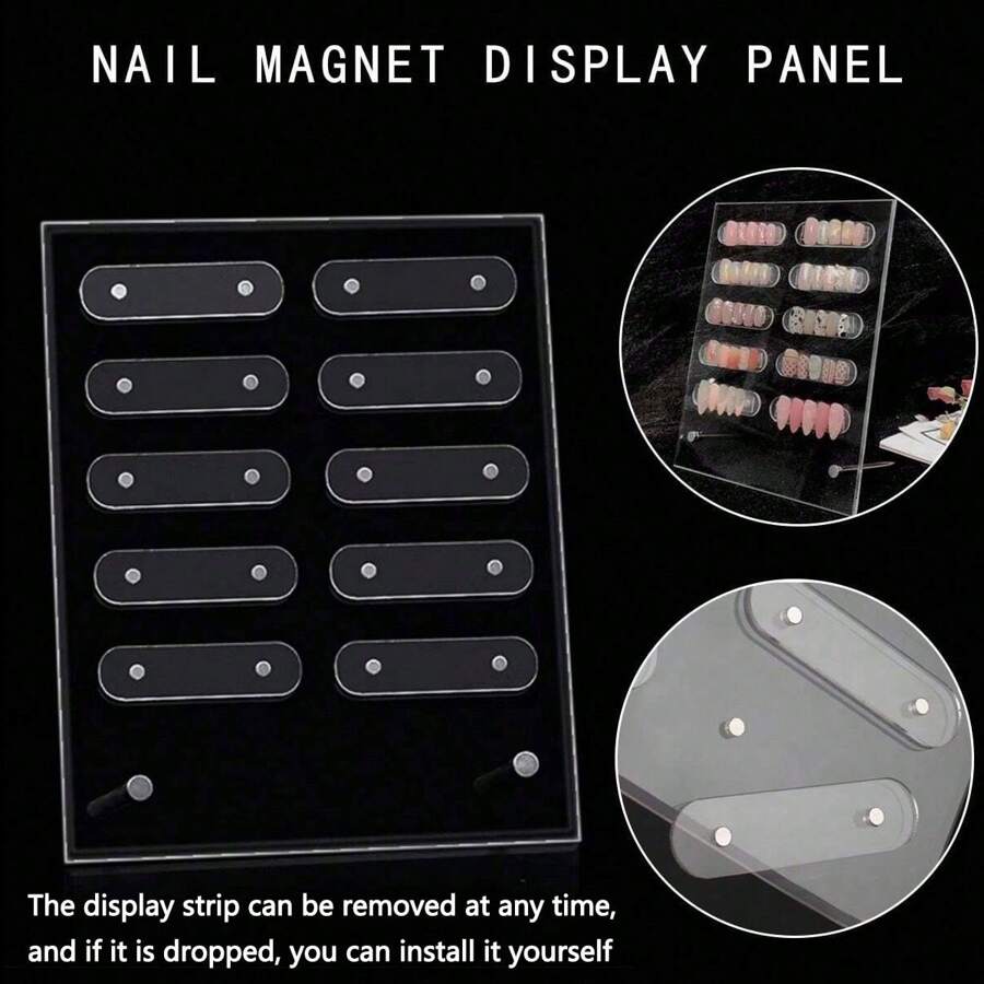 Bảng trưng bày móng tay từ tính có dải nam châm, Giá trưng bày chuyên nghiệp bằng acrylic trong suốt dành cho nghệ thuật làm móng có dải nam châm để trưng bày các thiết kế và lưu trữ các tác phẩm của bạn, với màn hình hoa văn cao cấp, mẫu làm móng, thẻ màu, Bảng trưng bày từ tính bằng acrylic (không có sản phẩm làm móng), đồ dùng làm móng, dụng cụ làm móng, dụng cụ làm móng, trở lại trường, móng tay, dụng cụ làm móng để nhấn móng tay - Trong sáng - Xem 1