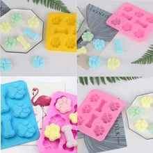 1 件硅胶烘焙模具、狗零食模具、可爱小狗爪子和骨头二合一硅胶模具、8 腔冰块托盘、冷冻模具、宠物猫狗爪巧克力模具、用于烘焙巧克力、糖果、果冻、冰淇淋、冰块、狗零食的烘焙托盘、返校