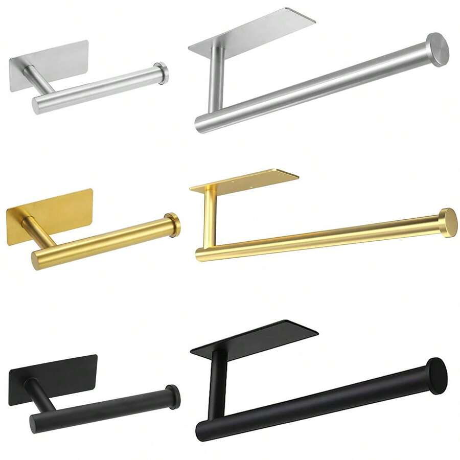 1pc Bathroom Hanging Set, Including Towel Rack, Toilet Paper Holder And Stainless Steel Wall Mounted Storage For Paper Towel And Kitchen Wrap Bathroom Accessories Bathroom Tools