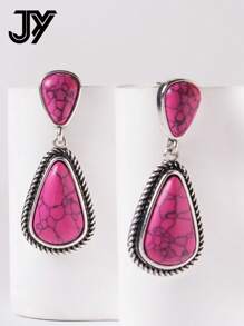 1 Pair Asymmetrical Geometric Teardrop & Circle Minimalist Multi-Color Turquoise Stud Earrings - Geometry - View 17
