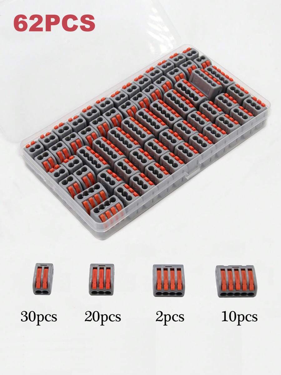 1 盒电线连接器 222 电缆电气 LED 连接器迷你快速通用紧凑型接线推入式 2-5 针接线端子 412 413 414 415 - 1BOX - 查看 1