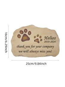jinhuoba 1pc Pet Memorial Stone, Customized Brown Dog/Cat Paw Print Gravestone, Indoor/Outdoor Remembrance Marker For Lost Pets