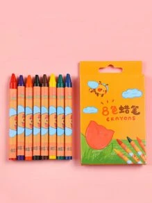8pcs/12pcs Set Cute Tulip Design Wax Crayons, Non-Staining Art Supplies For Children, Kindergarten, School Supplies, Assorted Styles