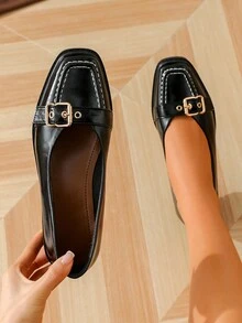 Women's Chunky Heels Mary Jane Pumps, Spring/Summer 2024 New Arrivals, Non-Slip Waterproof Platform, Leather Shoes For Office Work, Size 41-43 - Black - View 3