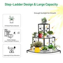 1 Piece European Pastoral Iron Multi-Layer Flower Stand Corner Ladder Flower Pot Shelf Balcony Pothos Flower Stand Flower Table Living Room Three Floors - 黑色 - 查看 4