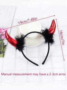 1pc Fashionable Devil Horn Headband Holiday Party Animal Headpiece With Sequin & Feather Witch,Hairband,Hair Hoop Headbands Hair Accessories Head Accessories - Multicolor - View 9