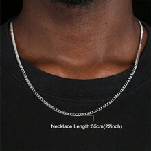 1pc Elegant & Simple Father's Day Gift Stainless Steel & Titanium Steel Necklace Pendant Fathers Day Gift Back To School Halloween Accessories Punk - Multicolor - View 4