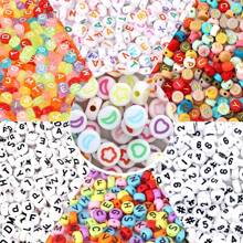100/700pcs 7 Colors Round Letter Beads Acrylic Alphabet Number Beads For Jewelry Making DIY Necklace Bracelet (7x4mm)