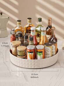 1pc 360°White/Clear Round Tray Rotation Spice Rack - Multicolor - View 7