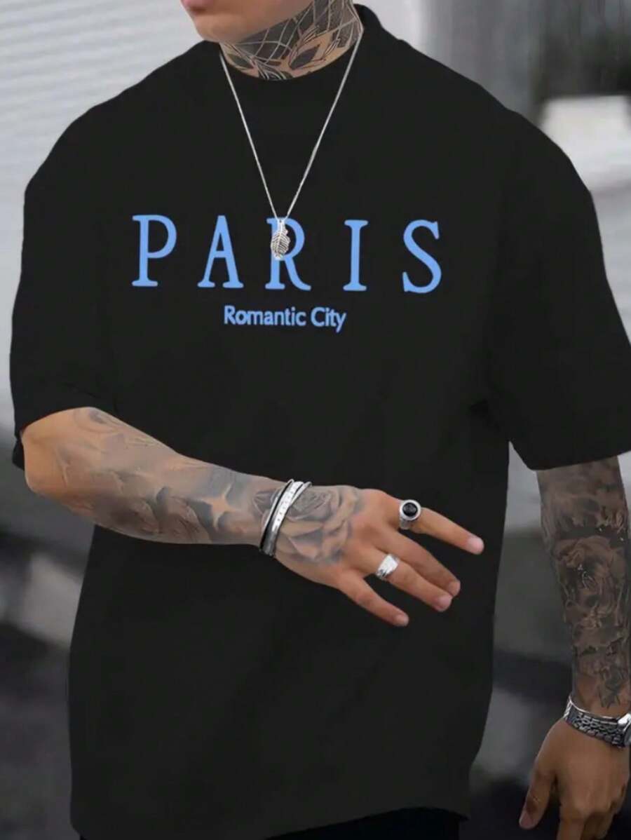 Men's T-Shirt Paris Romantic City Cotton Premium Shirt - màu đen - Xem 1