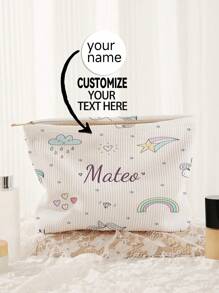 Customizable Photo Makeup Bag, Lightweight Waterproof Canvas Zipper Cosmetic Pouch, Suitable For Shopping, Dating, Vacation, Travel, Holidays, Parties Or Back-To-School Gifts. Customized Toiletry Bag, Casual Street Fashion, Multi-Purpose, Large Capacity, Multi-Functional, Colorful, Cute, Minimalist, Fun, Kawaii, Millennial, Minimalist, Commuter - one-size - View 2