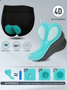 BEROY 女士骑行内衣加垫网眼宽腰带自行车短裤加垫旋转骑行短裤骑行装备 - 黑色 - 查看 2