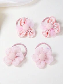 Bộ 10 chiếc dây buộc tóc công chúa màu hồng dễ thương họa tiết hoa cho bé gái, phụ kiện tóc, không làm hư tóc. - Nhiều màu - Xem 7