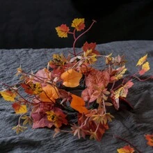 1 pieza Corona decorativa de otoño, Acción de Gracias, calabaza de Halloween y hoja de arce para mesa, Navidad