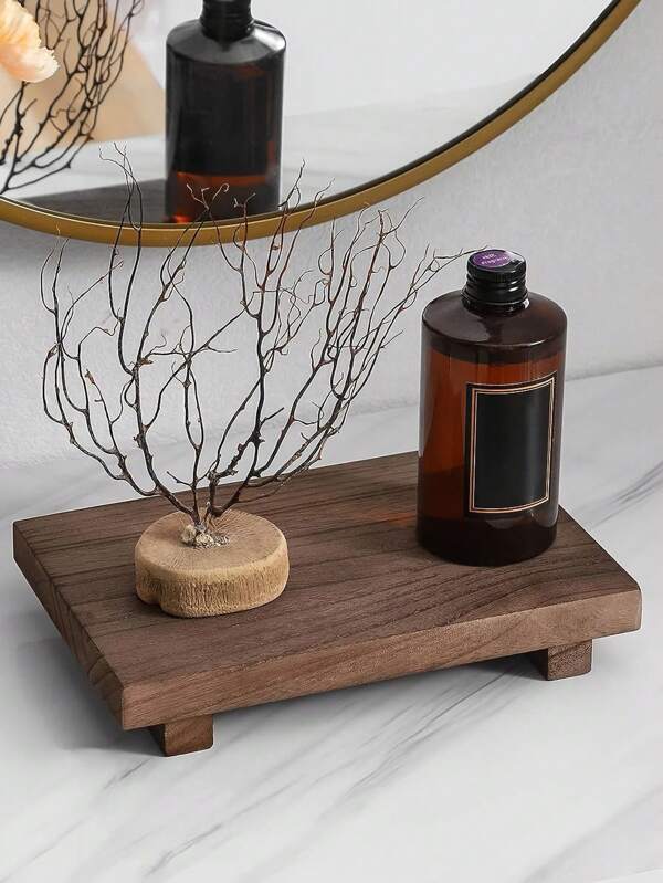 1 Peça Bandeja Decorativa de Madeira em Nogueira Preta, Base de Bandeja de Madeira Sólida, Ornamentos Retangulares, Suporte de Exibição Doméstica, Decoração de Sala, Decoração Doméstica