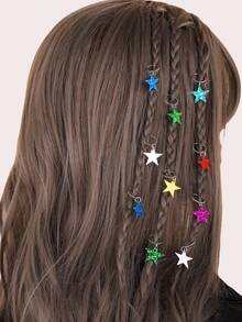 16 chiếc Y2k nhựa sequin năm cánh sao mặt dây chuyền tóc cá nhân hóa dreadlocks tóc khóa đường phố ngọt ngào mát mẻ phong cách cô gái nóng bỏng phụ kiện tóc thời trang cá nhân ins phong cách punk đường phố chụp tóc rỗng tết tóc phụ kiện trang trí halloween - Nhiều màu - Xem 5