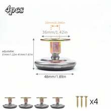 4 piezas Patas niveladoras de muebles con rosca, niveladores de patas de muebles ajustables, base elevada autoadhesiva con rosca atornillada para mesas, armarios, sofás, sillas, estanterías - Plateado - Ver 6