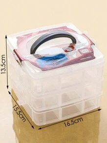 1 个可拆卸 3 层透明塑料收纳盒，可用于化妆品、珠宝、玩具、袜子等，带手柄，圣诞礼物 - 無色 - 查看 12