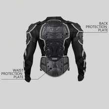 Chaqueta con armadura para motocicleta para adultos WOSAWE, equipo de protección para motociclista de moto todoterreno para pecho, espalda y hombros - Negro - Ver 7