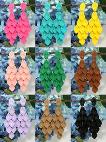 1pair Polyresin Leaf Shaped Dangle Earrings - Leaf Earrings - View 14