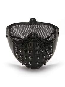1pc Watch Dogs Demon Punk Face Mask, Halloween Cosplay Studded Punk Mask Skull Skeleton - A - View 2