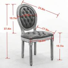 French Style Solid Wood Frame Antique Painting,Hand-Pulled Buckle Decoration Velvet Artificial Leather Dining Chair With Nailhead Trim ,Wood Legs,Steel Spring Inner,Set Of 2 - Beige - View 5