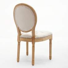 French Style Solid Wood Frame Antique Painting,Hand-Pulled Buckle Decoration Velvet Artificial Leather Dining Chair With Nailhead Trim ,Wood Legs,Steel Spring Inner,Set Of 2 - Beige - View 7