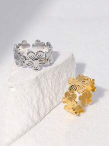 1pc Adjustable Stainless Steel Hip Hop Ring - Stainless Steel Ring - View 7