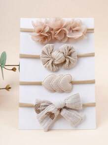 4 chiếc băng đô trái tim bướm jacquard hoa cho bé, phụ kiện tóc cầu vồng cho trẻ em tình yêu ngày lễ tình nhân - Màu Khaki - Xem 8