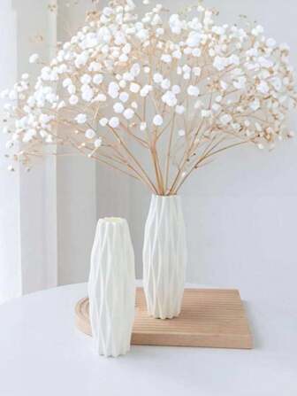 1 pieza Jarrón decorativo minimalista artificial, decoración de ramo de flores para sala de estar, mesita de noche, mesa de café, gabinete de TV, arreglo floral creativo hidropónico con plantas artificiales, rocas de agua, bonsái de ficus, decoraciones de mesa de comedor, jarrón de vidrio con aspecto cerámico moderno, decoración del hogar de estilo nórdico contemporáneo simple y blanco