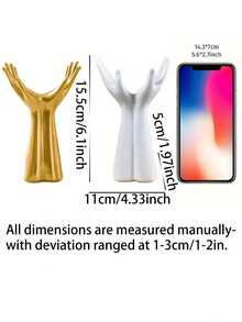 1 件手持花瓶 7 英寸人体陶瓷臂形小花瓶现代美学装饰陶瓷花瓶桌面白色臂花瓶适用于家庭办公室装饰（不含装饰品） - 白色 - 查看 11