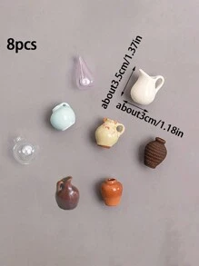 8pcs Premium Durable Mini Ceramic Vase Decorative Refrigerator Magnets, DIY Artificial Potted Plant Decoration Set, 8pcs Ceramic Vase Fridge Magnets, Succulent Plant Pot Magnets, Cute Girls Decoration Ornaments - Multicolor - View 9