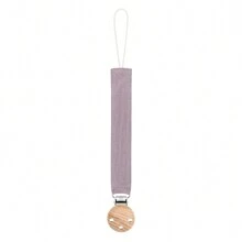 1pc Baby Crinkle Fabric Pacifier Clip And 3-Hole Wooden Pacifier Clip, Fashionable Print Design Suitable For Everyday Use