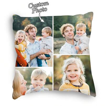 1 szt. personalizowana dekoracyjna poszewka na poduszkę z nadrukiem fotograficznym, piękny portret dziecka, rodziny, przyjaciół lub zwierząt, do użytku przez 4 pory roku, bez wkładu do poduszki, miękka, niestandardowa, unikatowa, spersonalizowana, idealna na prezent dla niego i dla niej, chłopaka, dziewczyny, mamy, taty, rodziny, przyjaciół, zwierząt, na rocznice, Walentynki, Dzień Matki, urodziny, Dzień Dziecka, Dzień Ojca, ukończenie szkoły, ślub, Boże Narodzenie, artykuły gospodarstwa domowego