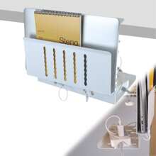 Desk Side Storage, Under Desk Laptop Holder With Cable Management Tray, 2 In 1 Steel Under Desk Laptop Tray, Under Desk Tray, Side Of Desk Storage For Office And Home (White 1 Tier With Tray) - 銀色 - 查看 1