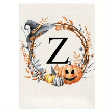 个性化首字母亚麻花园旗帜 - 双面、防风雨、粗麻布外观 - 无需电力的多功能户外装饰 - 可机洗，万圣节主题 - 1 件 - 彩色 - 查看 36