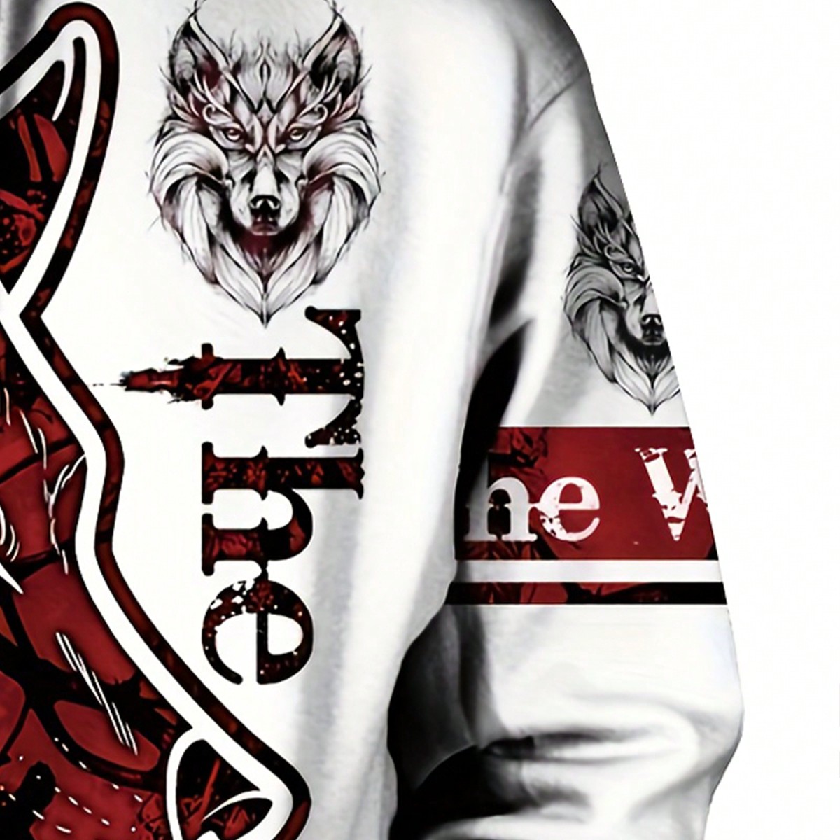 Sudadera con capucha informal deportiva de estampado digital 3D, sudadera con capucha con estampado de lobo, sudadera con capucha elegante para hombre - SHEIN - Modalova