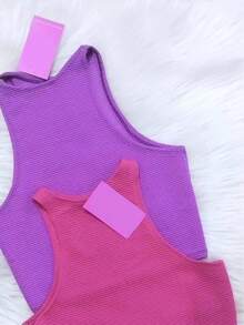 Ropped Tank Top - 紫色 - 查看 2