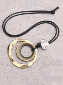 1 pieza Collar de aro grande asimétrico plano de doble color de aleación, cadena larga minimalista y de moda, regalo de Navidad para mujeres