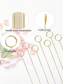 20pcs Floral Card Holders, Gold Round Bouquet Card Clips, Suitable For Daily Use, Birthday Parties - Golden Circle - View 3