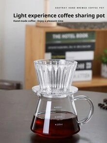 1 pieza Cafetera de compartir de 400 ml reutilizable con embudo de café y taza de filtro graduado, de vuelta a clases