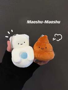 Lindo y divertido llavero con forma de excremento, muñeco de peluche relleno como colgante de bolso - Multicolor - Ver 7