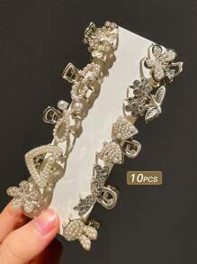 2/5/10/15 件女士金属和水钻发夹，优雅发夹，时尚配饰，金色头饰