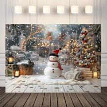 1 pièce, Toile de fond de Noël, Fond photographique d'arbre de Noël bonhomme de neige d'hiver, pour la décoration extérieure, la décoration de scène, la décoration de fête, Noël