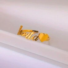 1 Nhẫn Tên Cá Tính Độc Đáo - Phong Cách Bohemian, Thép Không gỉ Mạ Vàng 18K, Không Đá Quý - Nhẫn Đeo Tay Đa Năng, Thích Hợp Cho Nữ, Thích Hợp Cho Các Bữa Tiệc, Lễ Hội Âm Nhạc Và Tất Cả Các Mùa - Bạc - Xem 2